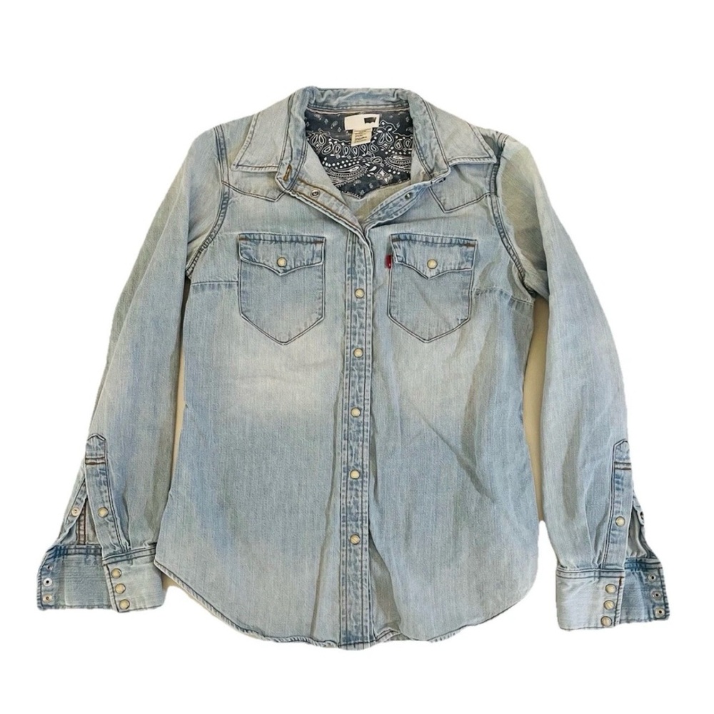 Levi’s Vintage Y2K Light Wash Denim Womens Jacket M Medium Button Down Biker